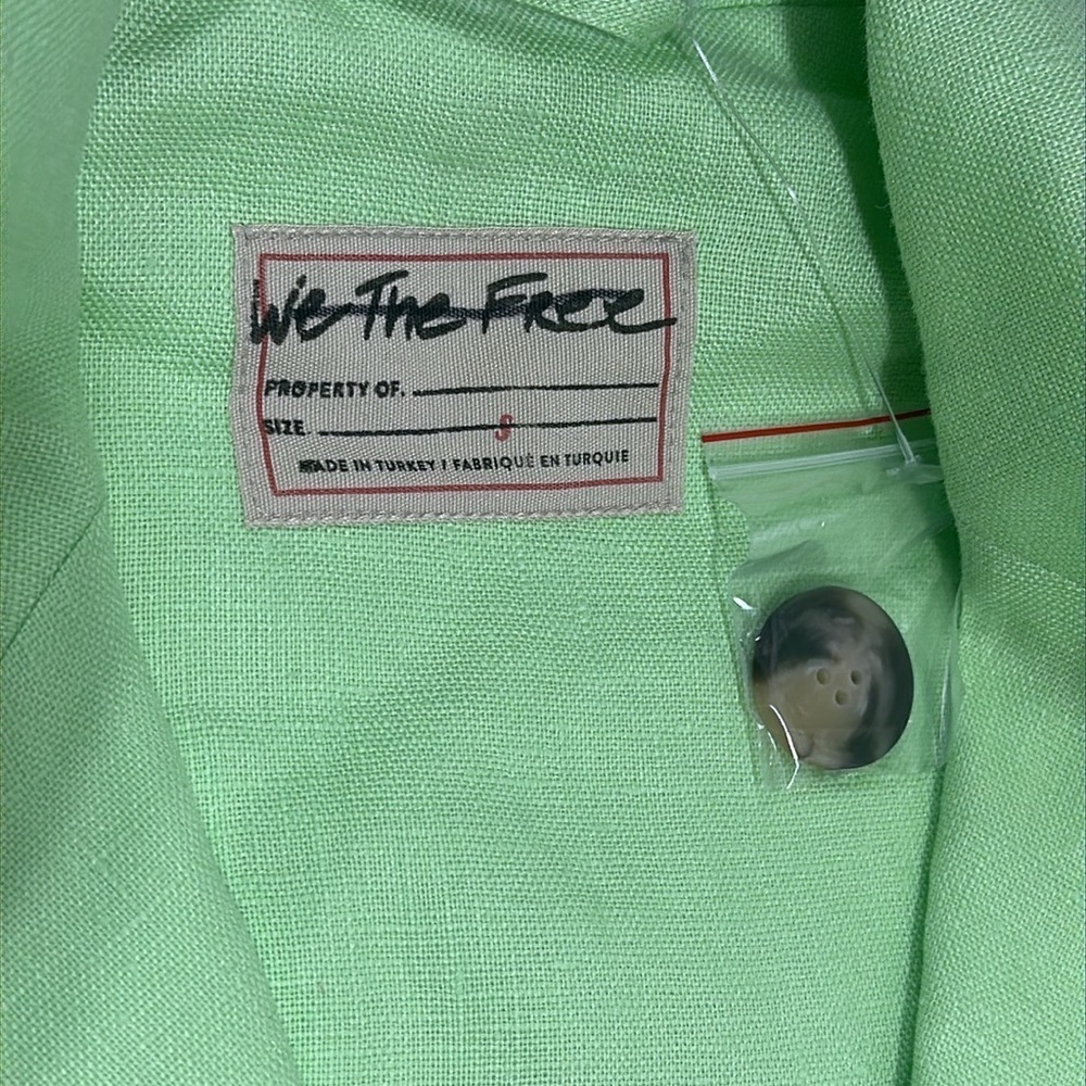 NWOT Free People bright Green Lime Bright Young Things Linen oversized Vest - Picture 8 of 11